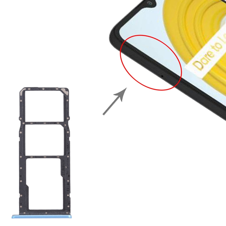 For OPPO Realme C21 / Realme C21Y RMX3201,RMX3261  SIM Card Tray + SIM Card Tray + Micro SD Card Tray (Blue) - Card Socket by PMc TechLife | Online Shopping South Africa | PMc TechLife | Buy Now Pay Later Mobicred