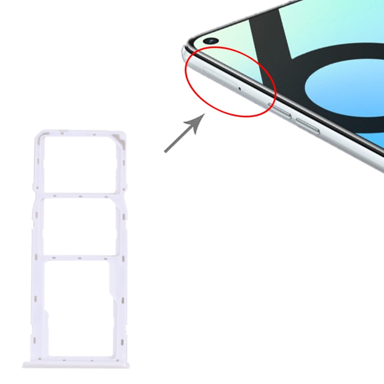 For OPPO Realme 6i (India) RMX2002 SIM Card Tray + SIM Card Tray + Micro SD Card Tray (White) - Card Socket by PMc TechLife | Online Shopping South Africa | PMc TechLife | Buy Now Pay Later Mobicred