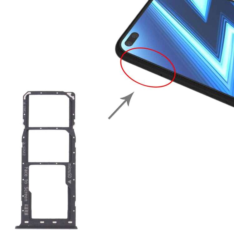 For OPPO Realme 6 Pro RMX2061, RMX2063  SIM Card Tray + SIM Card Tray + Micro SD Card Tray (Black) - Card Socket by PMc TechLife | Online Shopping South Africa | PMc TechLife | Buy Now Pay Later Mobicred
