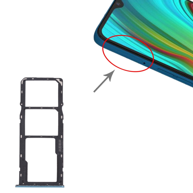 For OPPO Realme C3 RMX2027, RMX2020, RMX2021  SIM Card Tray + SIM Card Tray + Micro SD Card Tray (Blue) - Card Socket by PMc TechLife | Online Shopping South Africa | PMc TechLife | Buy Now Pay Later Mobicred