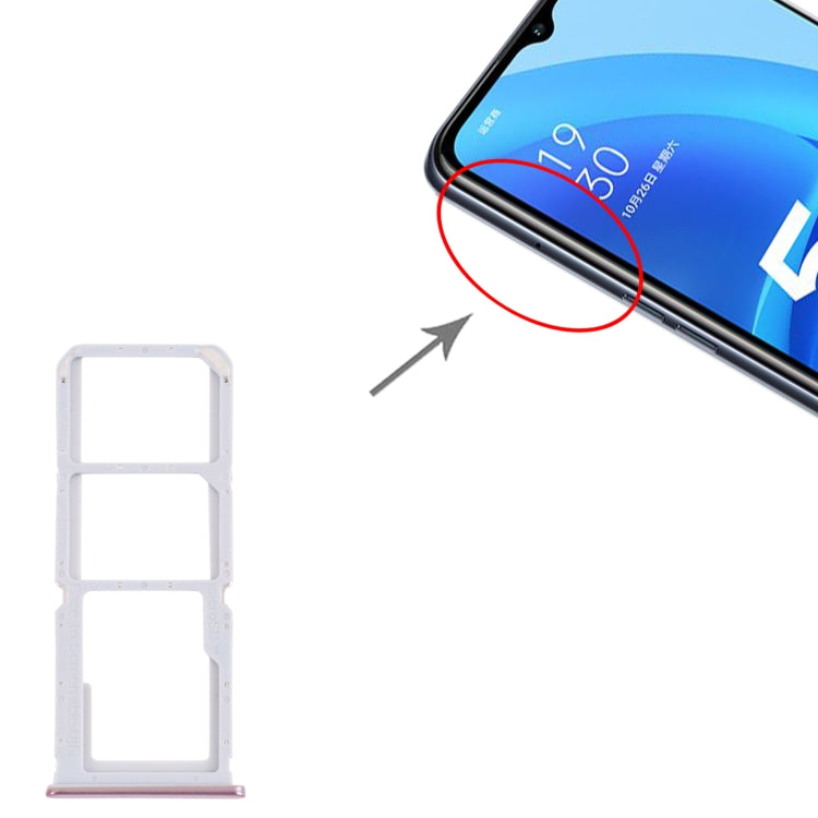 For OPPO A55 PEMM00, PEMM20, PEMT00, PEMT20  SIM Card Tray + SIM Card Tray + Micro SD Card Tray (Gold) - Card Socket by PMc TechLife | Online Shopping South Africa | PMc TechLife | Buy Now Pay Later Mobicred