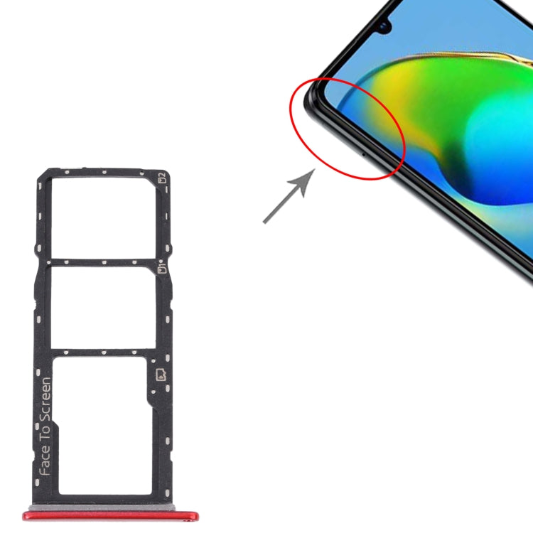 For ZTE Blade V40 Vita SIM Card Tray + SIM Card Tray + Micro SD Card Tray (Red) - free shipping - PMc TechLife - Order now!