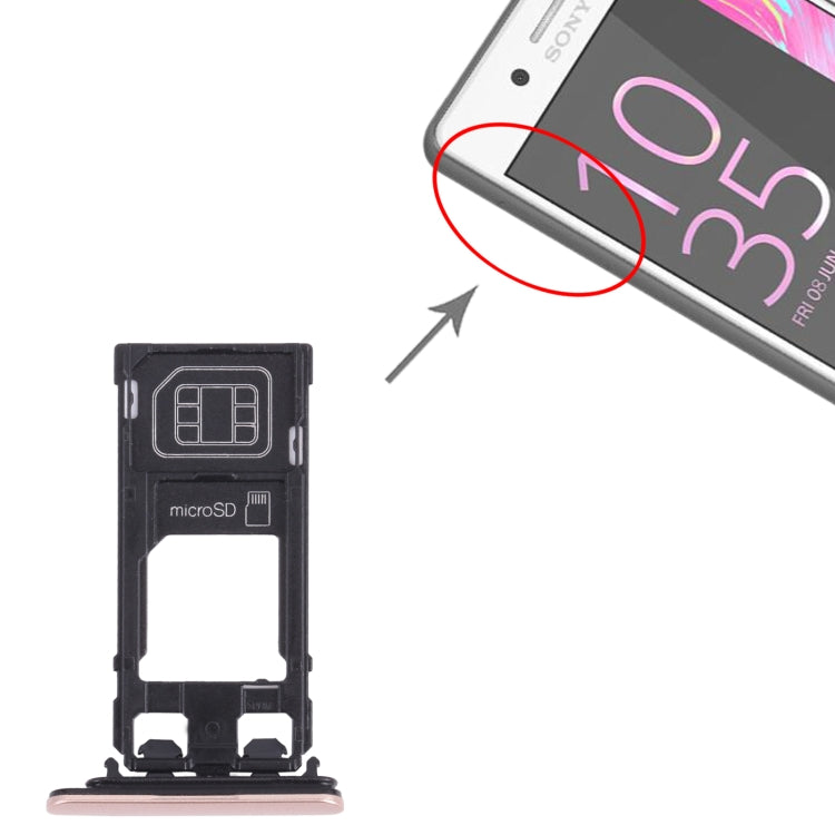 SIM Card Tray + Micro SD Card Tray for Sony Xperia X Performance (Pink) - Card Tray by PMc TechLife | Online Shopping South Africa | PMc TechLife | Buy Now Pay Later Mobicred