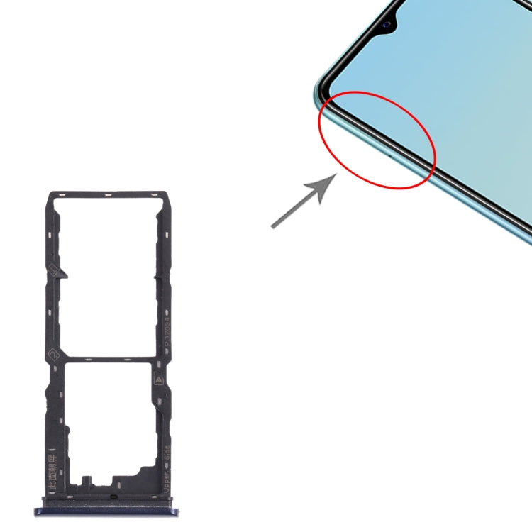 For vivo Y12S 2021 / Y12a V2069 SIM Card Tray + SIM Card Tray + Micro SD Card Tray (Black) - Card Tray by PMc TechLife | Online Shopping South Africa | PMc TechLife | Buy Now Pay Later Mobicred