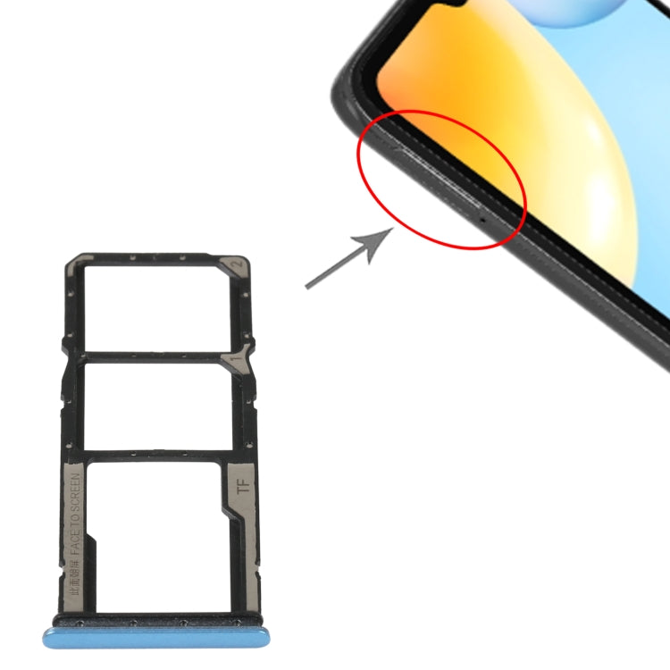SIM Card Tray + SIM Card Tray + Micro SD Card Tray For Xiaomi Redmi 10C/Redmi 10 India/Poco C40(Blue) - Card Tray by PMc TechLife | Online Shopping South Africa | PMc TechLife | Buy Now Pay Later Mobicred