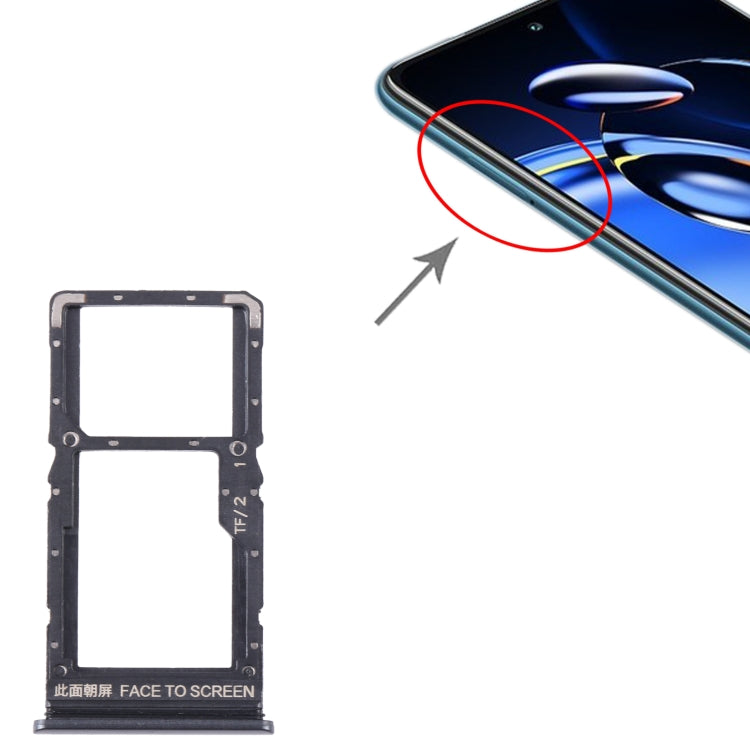 For Xiaomi Redmi Note 11SE SIM Card Tray + SIM Card Tray + Micro SD Card Tray (Black) - free shipping - PMc TechLife - Order now!