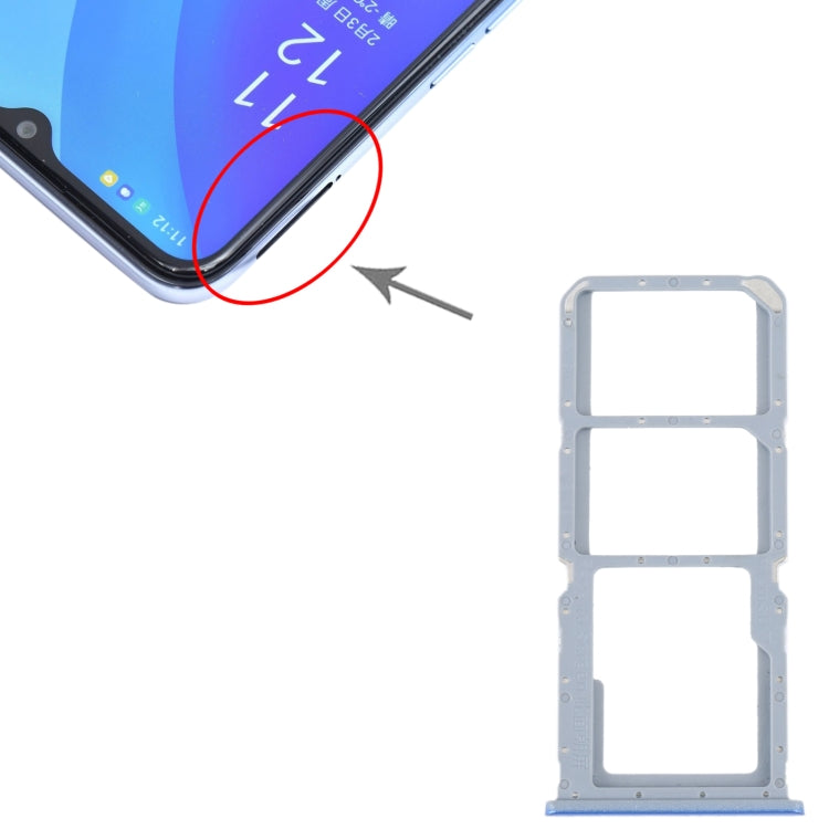 For OPPO A55 5G / A53S 5G SIM Card Tray + SIM Card Tray + Micro SD Card Tray (Blue) - Card Socket by PMc TechLife | Online Shopping South Africa | PMc TechLife | Buy Now Pay Later Mobicred
