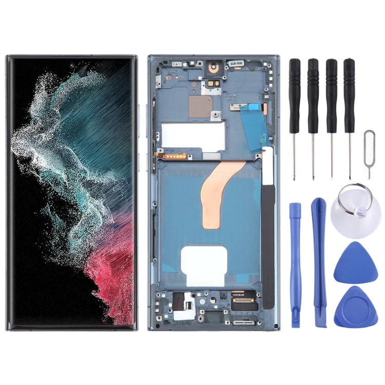 For Samsung Galaxy S22 Ultra 5G SM-S908B EU Edition 6.78 inch OLED  LCD Screen Digitizer Full Assembly with Frame (Green) - free shipping - PMc TechLife - Order now!