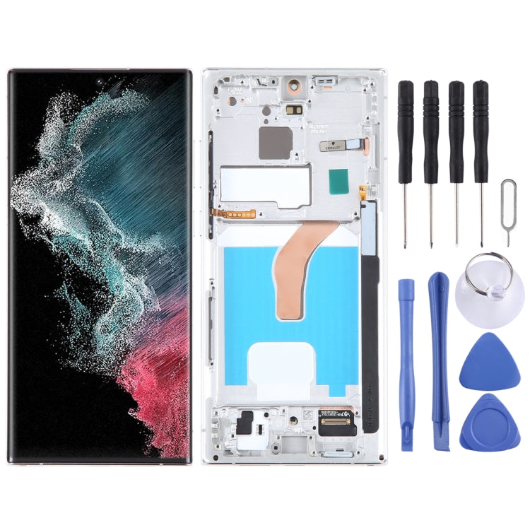 For Samsung Galaxy S22 Ultra 5G SM-S908B EU Edition 6.78 inch OLED  LCD Screen Digitizer Full Assembly with Frame(Silver) - free shipping - PMc TechLife - Order now!