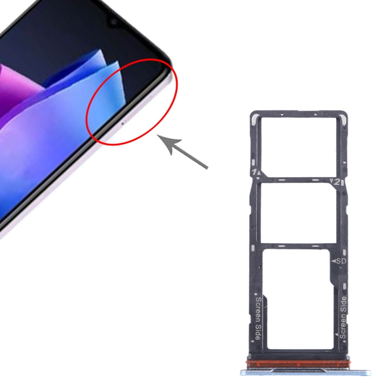 For Tecno Pop 7 BF6 SIM Card Tray + SIM Card Tray + Micro SD Card Tray (Blue) - Card Tray by PMC TechLife | Online Shopping South Africa | PMC TechLife