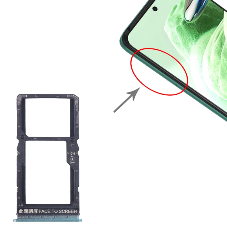 For Xiaomi Redmi Note 12 5G SIM Card Tray + SIM / Micro SD Card Tray (Green) - Card Tray by PMC TechLife | Online Shopping South Africa | PMC TechLife