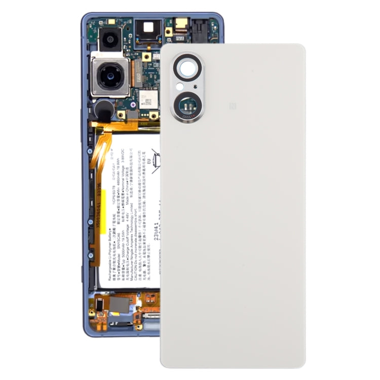 For Sony Xperia 5 V Battery Back Cover with Camera Lens Cover(Silver) - Back Cover by PMC TechLife | Online Shopping South Africa | PMC TechLife | Buy Now Pay Later Mobicred