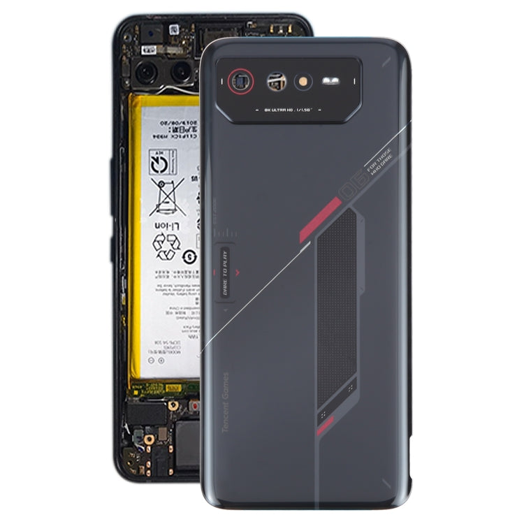 For Asus ROG Phone 6 AI2201-C AI2201-F Glass Battery Back Cover with NFC/Light Cable(Black Red) - Back Cover by PMC TechLife | Online Shopping South Africa | PMC TechLife | Buy Now Pay Later Mobicred