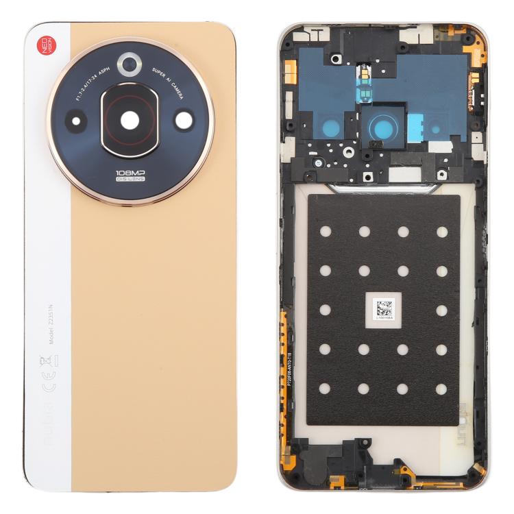 For ZTE nubia Focus Pro Z2351N Leather Battery Back Cover with Middle Frame / Camera Lens Cover(Gold) - For ZTE by PMC TechLife | Online Shopping South Africa | PMC TechLife | Buy Now Pay Later Mobicred
