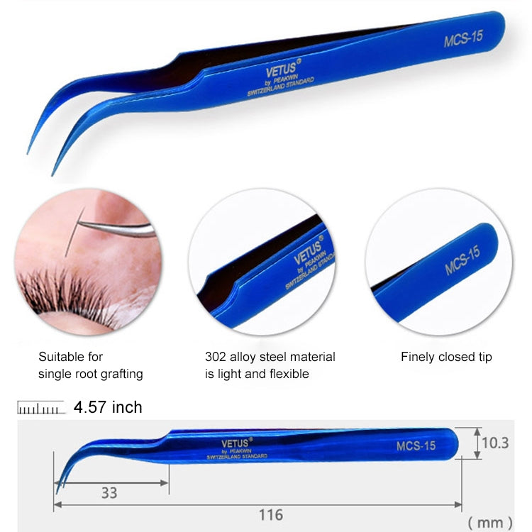 Vetus MCS-15 Bright Blue Curved Tweezers - Tweezers by VETUS | Online Shopping South Africa | PMC TechLife | Buy Now Pay Later Mobicred
