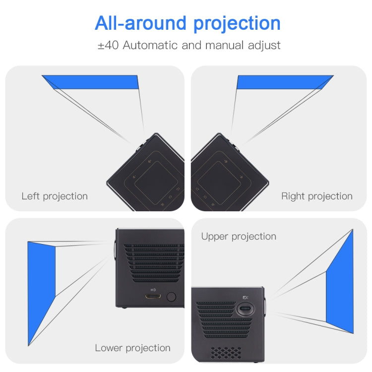 C80 DLP portable HD Projector 120-inch Giant Screen Projector Blu-ray 4K, Android 7.1.2, 2GB + 16GB US Plug - Mini Projector by PMc TechLife | Online Shopping South Africa | PMc TechLife | Buy Now Pay Later Mobicred