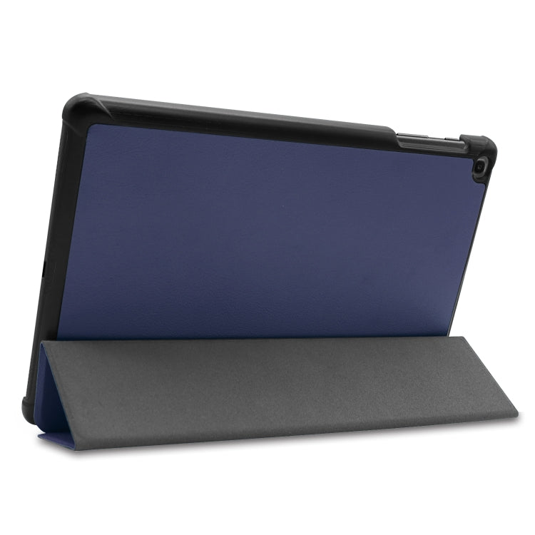 ENKAY PU Leather + Plastic Bottom Case with Three-folding Holder for Galaxy Tab A 10.1 (2019) T510 / T515(Dark Blue) - free shipping - PMc TechLife - Order now!