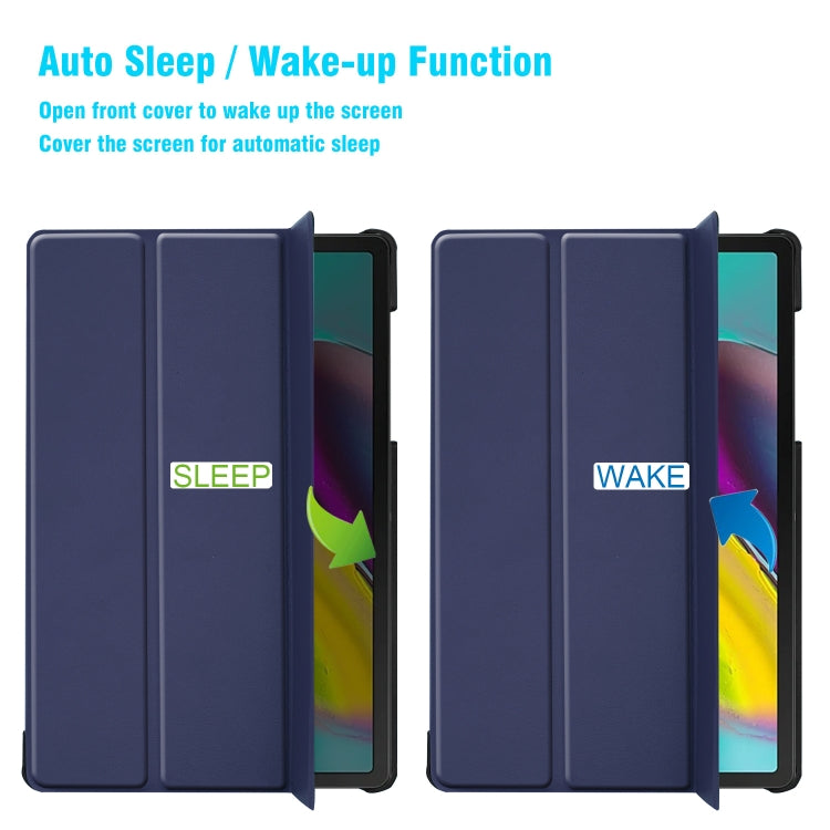 ENKAY High Quality PU Leather + Plastic Bottom Smart Case with Three-folding Holder for Samsung Galaxy Tab S5e 10.5 T720 / T725(Dark Blue) - free shipping - PMc TechLife - Order now!