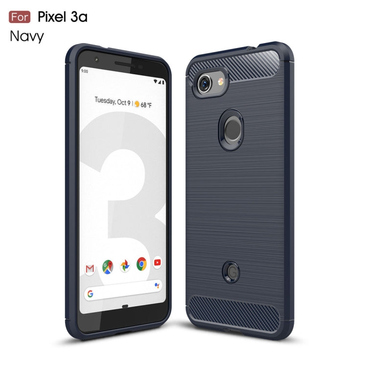 Brushed Texture Carbon Fiber TPU Case for Google Pixel 3a(Navy Blue) - Google Cases by PMC TechLife | Online Shopping South Africa | PMC TechLife | Buy Now Pay Later Mobicred
