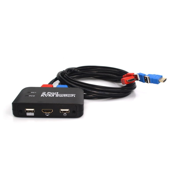 2 Ports USB HDMI KVM Switch Switcher with Cable for Monitor, Keyboard, Mouse, HDMI Switch, Support U Disk Read - free shipping - PMC Jewellery - Order now!