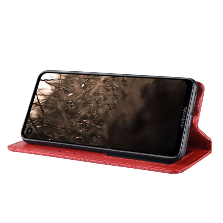 Magnetic Buckle Retro Crazy Horse Texture Horizontal Flip Leather Case for Motorola MOTO One Vision, with Holder & Card Slots & Photo Frame(Red) - Motorola Cases by PMC TechLife | Online Shopping South Africa | PMC TechLife | Buy Now Pay Later Mobicred