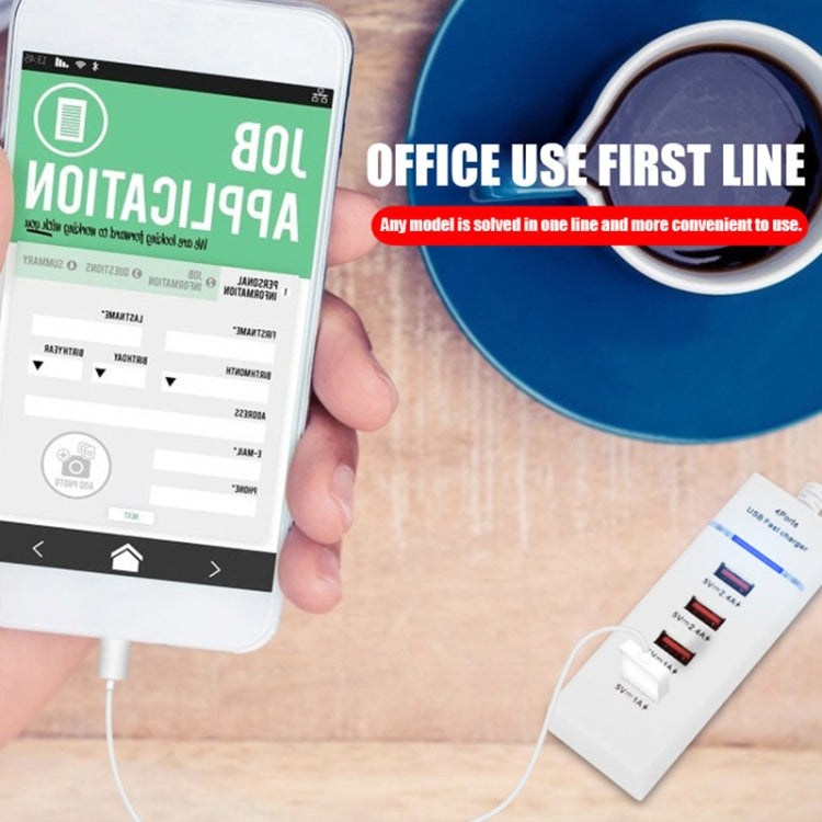 5V 4.1A 4 USB Ports Charger Adapter with Power Plug Cable, Cable Length: 1.5m, US Plug(White) - Multifunction Charger by PMC Jewellery | Online Shopping South Africa | PMC Jewellery | Buy Now Pay Later Mobicred