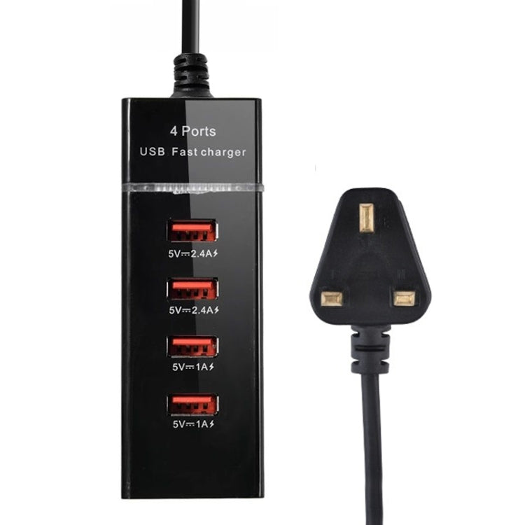 5V 4.1A 4 USB Ports Charger Adapter with Power Plug Cable, Cable Length: 1.5m, UK Plug - Multifunction Charger by PMC Jewellery | Online Shopping South Africa | PMC Jewellery | Buy Now Pay Later Mobicred