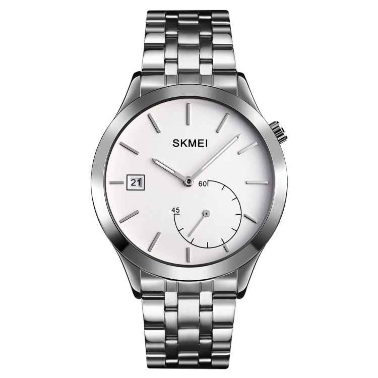 SKMEI 1581 Creative Fashion Men Watch Simple Casual Outdoor Sports Waterproof Two-Pin Quartz Watch(Silver Steel Belt) - free shipping - PMC TechLife - Order now!