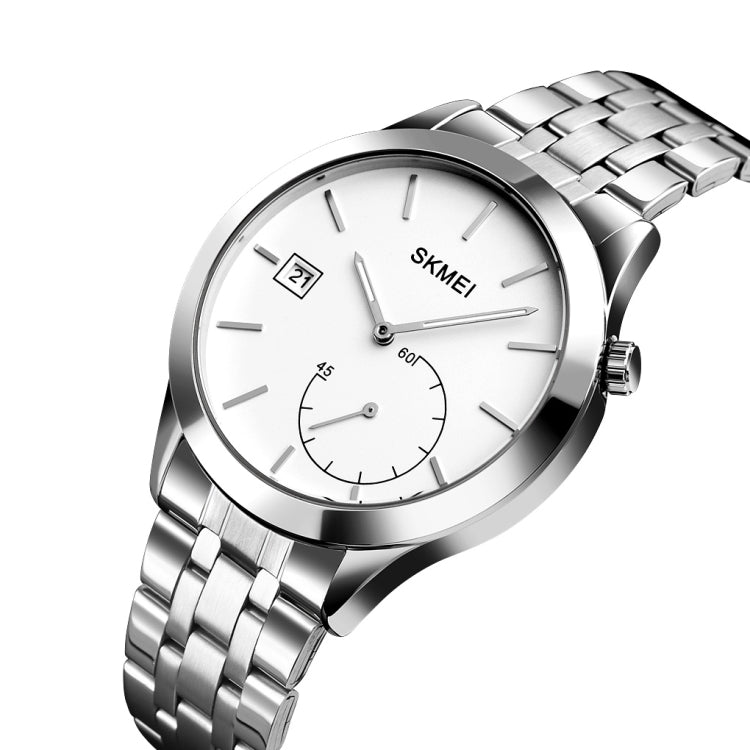 SKMEI 1581 Creative Fashion Men Watch Simple Casual Outdoor Sports Waterproof Two-Pin Quartz Watch(Silver Steel Belt) - free shipping - PMC TechLife - Order now!