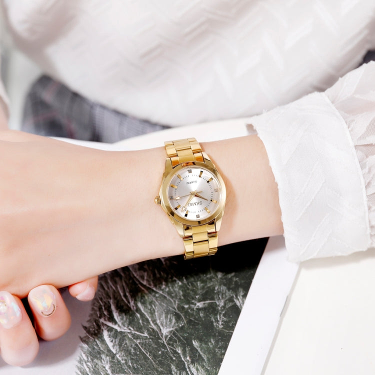 SKmei 1620 Delicate Rhinestone Creative Casual Waterproof Quartz Women Watch Steel Strap Watch(Gold) - free shipping - PMC TechLife - Order now!