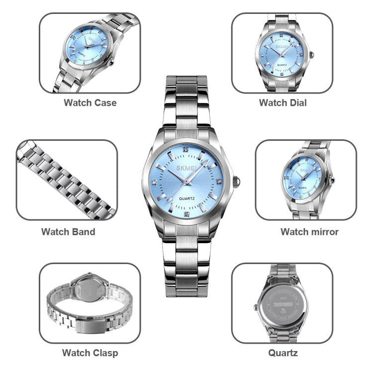SKmei 1620 Delicate Rhinestone Creative Casual Waterproof Quartz Women Watch Steel Strap Watch(Blue) - free shipping - PMC TechLife - Order now!