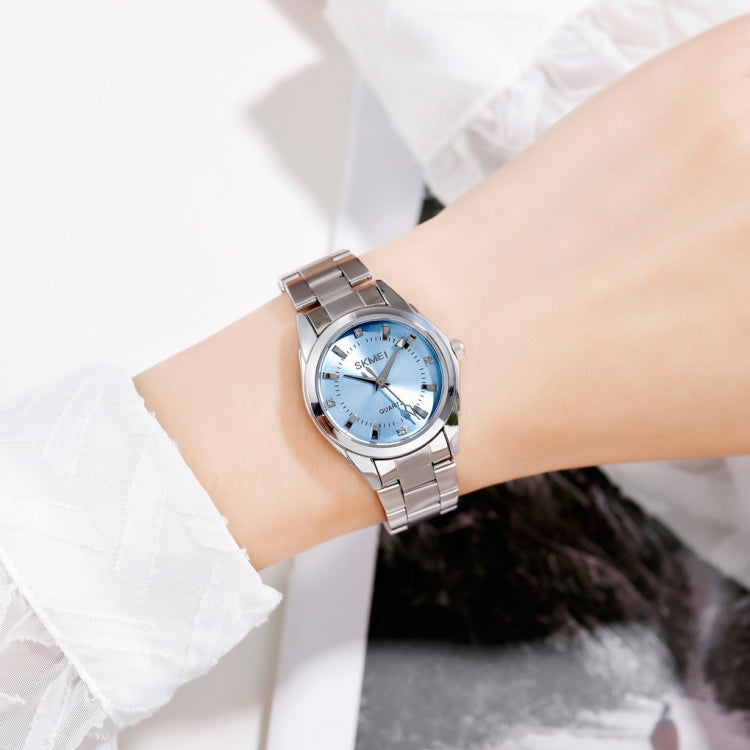 SKmei 1620 Delicate Rhinestone Creative Casual Waterproof Quartz Women Watch Steel Strap Watch(Blue) - free shipping - PMC TechLife - Order now!