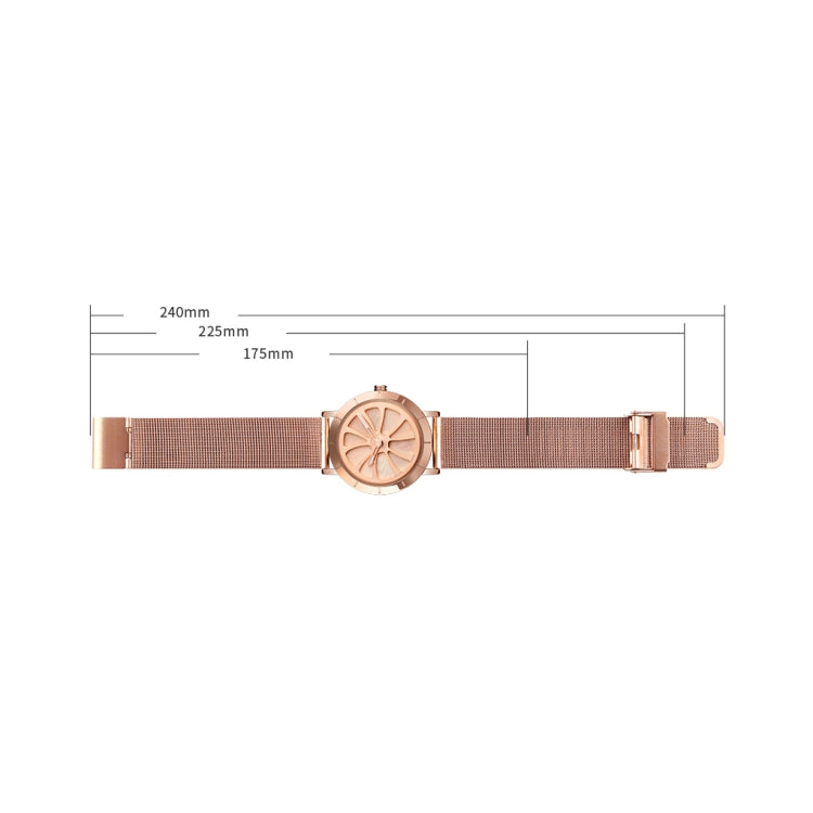 SKMEI 9204 Fashion Skeleton Rotating Dial Waterproof Business Mesh Belt Quartz Watch Men Watch(Rose Gold) - free shipping - PMC TechLife - Order now!