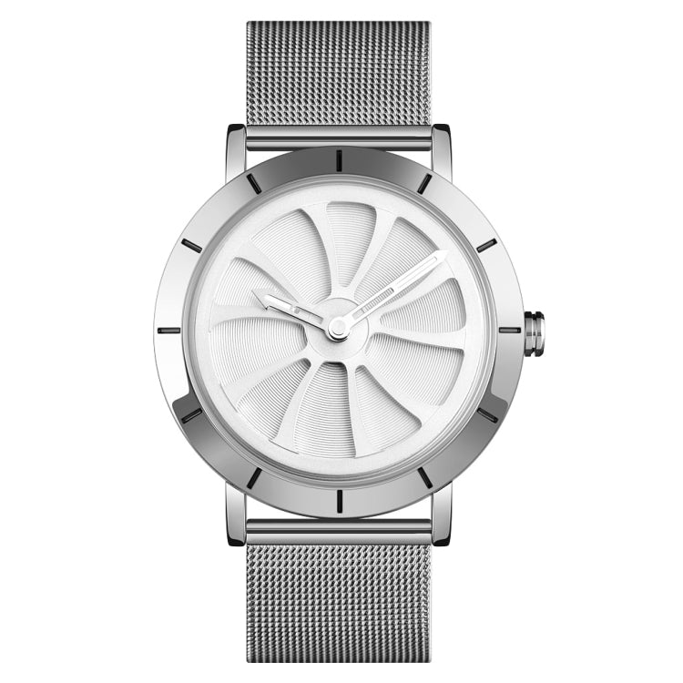 SKMEI 9204 Fashion Skeleton Rotating Dial Waterproof Business Mesh Belt Quartz Watch Men Watch(White) - free shipping - PMC TechLife - Order now!