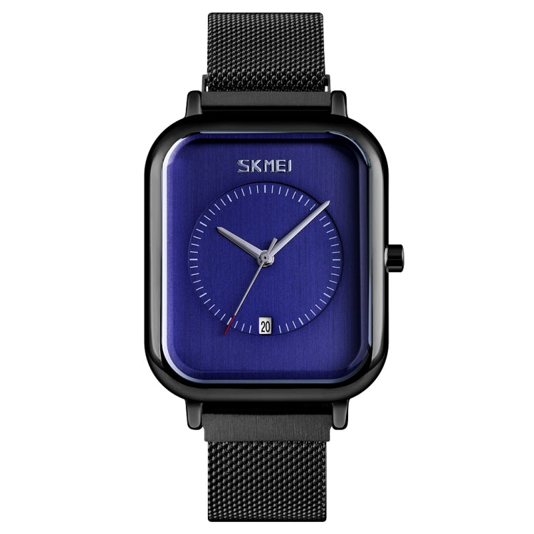 SKMEI 9207 Fashion Creative Simple Watch Men Magnetic Buckle Mesh Belt Steel Belt Couple Quartz Watch(Black Blue) - free shipping - PMC TechLife - Order now!