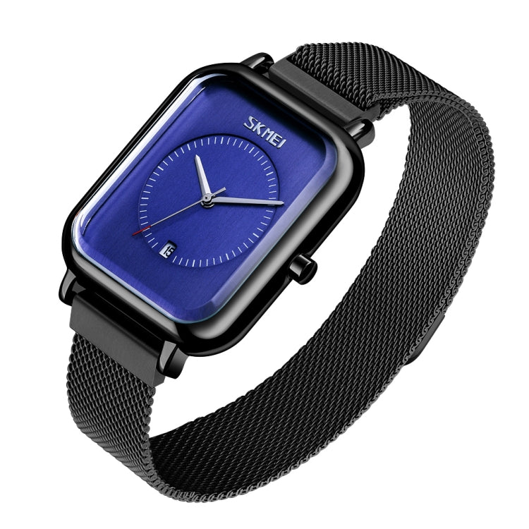SKMEI 9207 Fashion Creative Simple Watch Men Magnetic Buckle Mesh Belt Steel Belt Couple Quartz Watch(Black Blue) - free shipping - PMC TechLife - Order now!