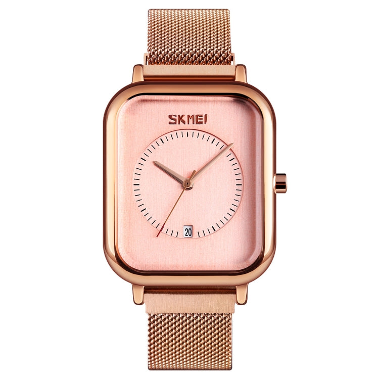 SKMEI 9207 Fashion Creative Simple Watch Men Magnetic Buckle Mesh Belt Steel Belt Couple Quartz Watch(Rose Gold) - free shipping - PMC TechLife - Order now!