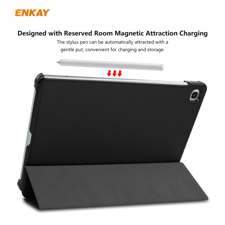 For Samsung Galaxy Tab S6 Lite P610 / P615 / Tab S6 Lite 2022 / P613 / P619 ENKAY 3-Fold Plastic Leather Smart Tablet Case(Black) - Tab S6 Lite P610 / P615 by ENKAY | Online Shopping South Africa | PMC TechLife | Buy Now Pay Later Mobicred