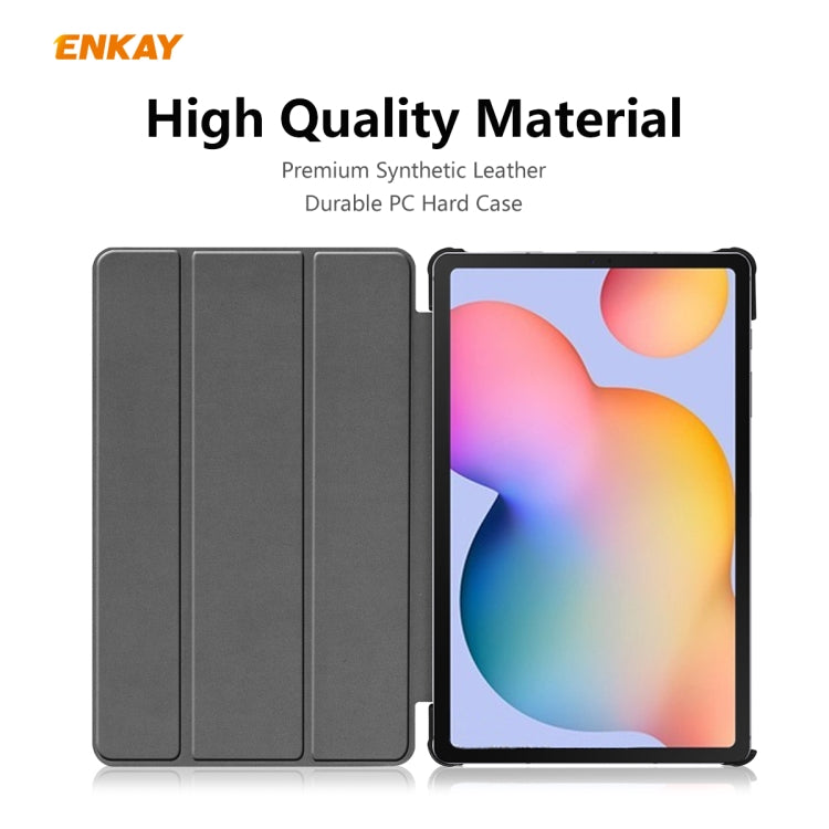For Samsung Galaxy Tab S6 Lite P610 / P615 / Tab S6 Lite 2022 / P613 / P619 ENKAY 3-Fold Plastic Leather Smart Tablet Case(Black) - Tab S6 Lite P610 / P615 by ENKAY | Online Shopping South Africa | PMC TechLife | Buy Now Pay Later Mobicred