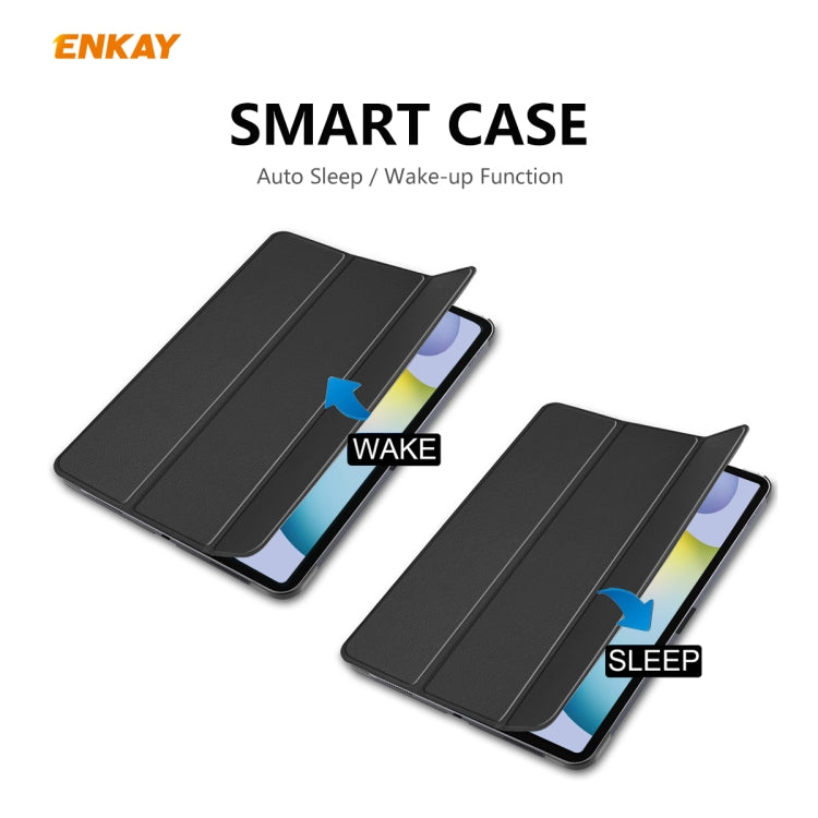 For Samsung Galaxy Tab S6 Lite P610 / P615 / Tab S6 Lite 2022 / P613 / P619 ENKAY 3-Fold Plastic Leather Smart Tablet Case(Grey) - free shipping - PMc TechLife - Order now!