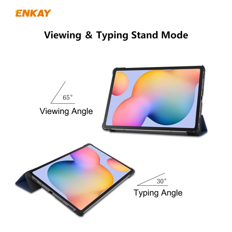 For Samsung Galaxy Tab S6 Lite P610 / P615 / Tab S6 Lite 2022 / P613 / P619 ENKAY 3-Fold Plastic Leather Smart Tablet Case(Grey) - free shipping - PMc TechLife - Order now!