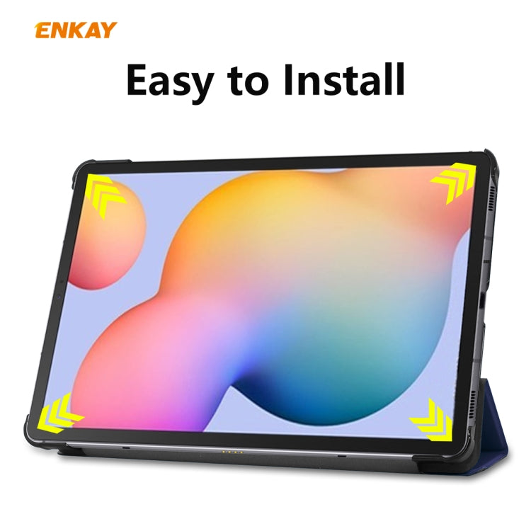 For Samsung Galaxy Tab S6 Lite P610 / P615 / Tab S6 Lite 2022 / P613 / P619 ENKAY 3-Fold Plastic Leather Smart Tablet Case(Grey) - free shipping - PMc TechLife - Order now!