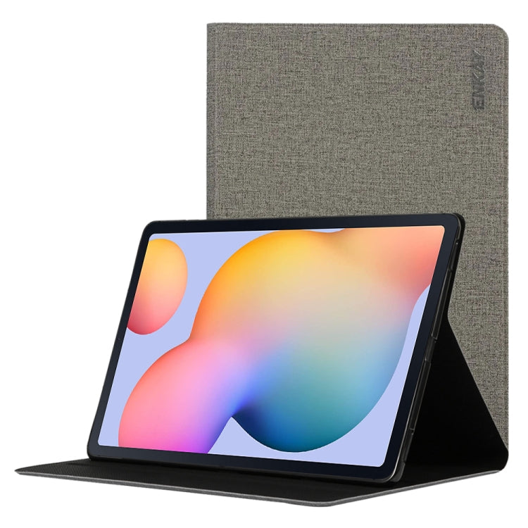 For Samsung Galaxy Tab S6 Lite P610 / P615 / Tab S6 Lite 2022 / P613 / P619 ENKAY Coarse Cloth Leather Smart Tablet Case(Grey) - free shipping - PMc TechLife - Order now!