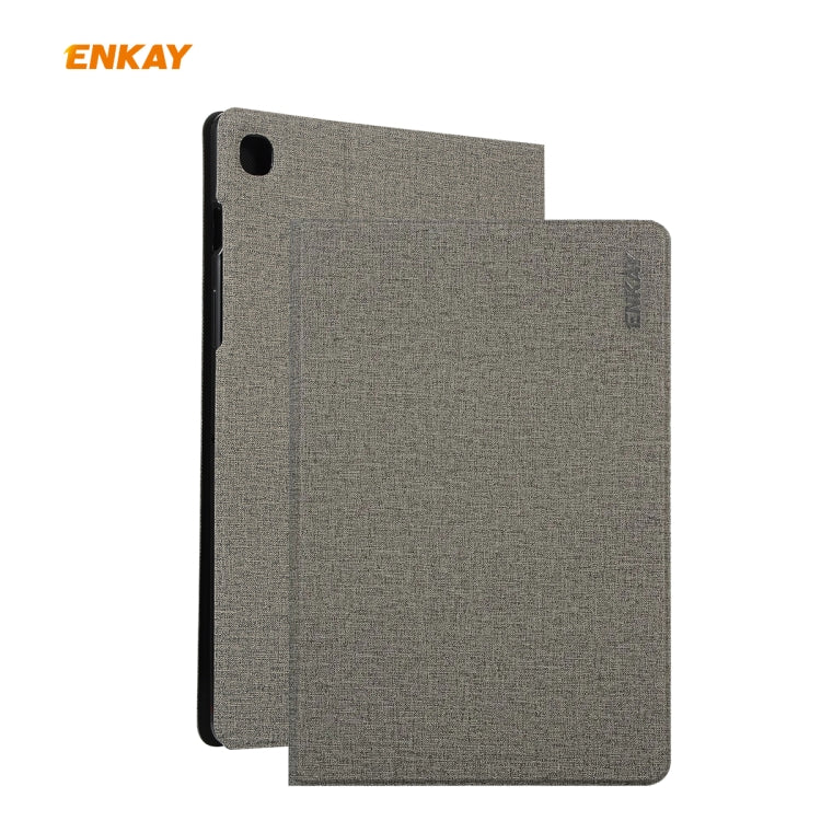 For Samsung Galaxy Tab S6 Lite P610 / P615 / Tab S6 Lite 2022 / P613 / P619 ENKAY Coarse Cloth Leather Smart Tablet Case(Grey) - free shipping - PMc TechLife - Order now!