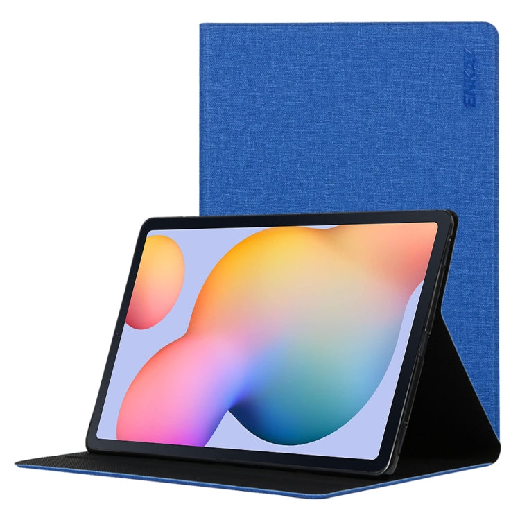 For Samsung Galaxy Tab S6 Lite P610 / P615 / Tab S6 Lite 2022 / P613 / P619 ENKAY Coarse Cloth Leather Smart Tablet Case(Blue) - free shipping - PMc TechLife - Order now!