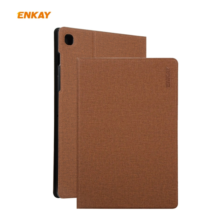 For Samsung Galaxy Tab S6 Lite P610 / P615 / Tab S6 Lite 2022 / P613 / P619 ENKAY Coarse Cloth Leather Smart Tablet Case(Brown) - free shipping - PMc TechLife - Order now!