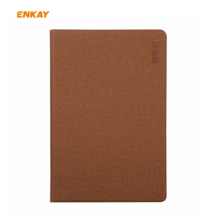 For Samsung Galaxy Tab S6 Lite P610 / P615 / Tab S6 Lite 2022 / P613 / P619 ENKAY Coarse Cloth Leather Smart Tablet Case(Brown) - free shipping - PMc TechLife - Order now!