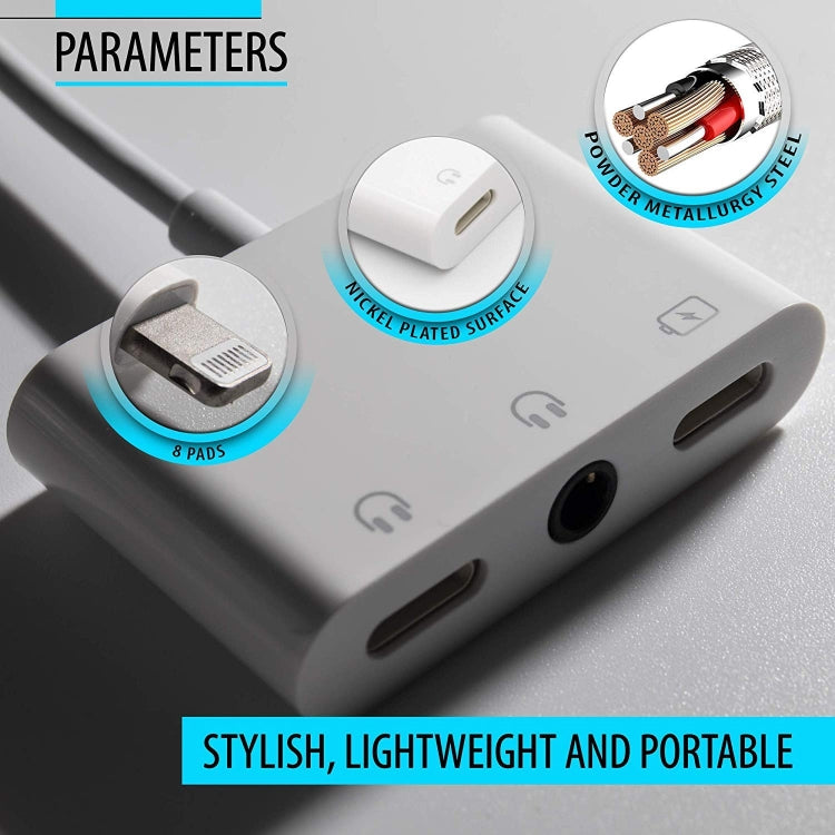 ZS-KL21820 3 in 1 8 Pin to 8 Pin Charging Port + 8 Pin Earphone Jack + 3.5mm Earphone Jack Earphone Adapter Adapter - Converter & Adapter by PMC Jewellery | Online Shopping South Africa | PMC Jewellery | Buy Now Pay Later Mobicred