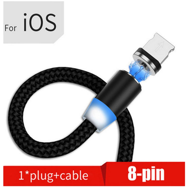 USB to 8 Pin Magnetic Metal Connector Nylon Two-color Braided Magnetic Data Cable, Cable Length: 1m(Black) - Charging Cable & Head by PMC Jewellery | Online Shopping South Africa | PMC Jewellery | Buy Now Pay Later Mobicred