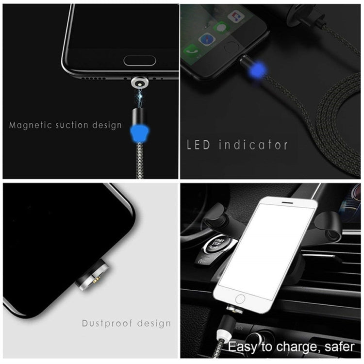USB to 8 Pin Magnetic Metal Connector Nylon Two-color Braided Magnetic Data Cable, Cable Length: 1m(Black) - Charging Cable & Head by PMC Jewellery | Online Shopping South Africa | PMC Jewellery | Buy Now Pay Later Mobicred
